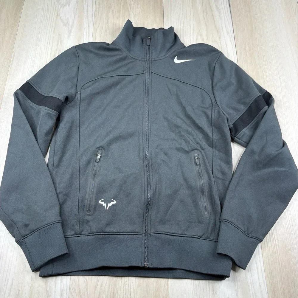 Nike Nadal 2011 US Open Vamos Rafa Ace Tennis Jacket 424981-060 Gray Mens Small